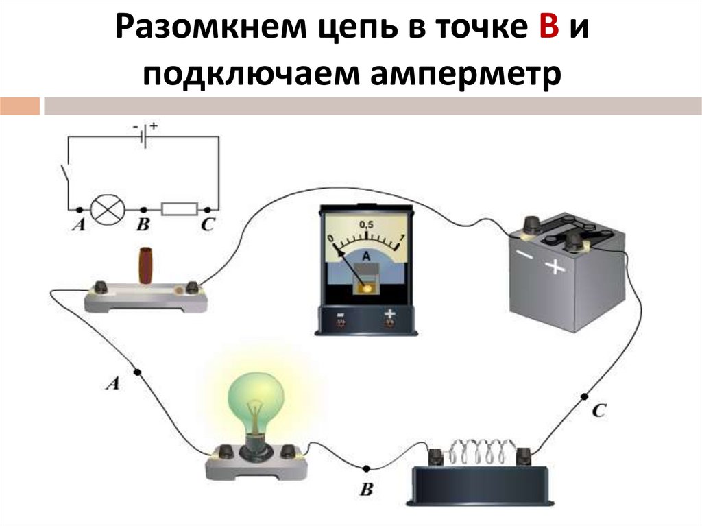 Схема включения амперметра в электрическую цепь