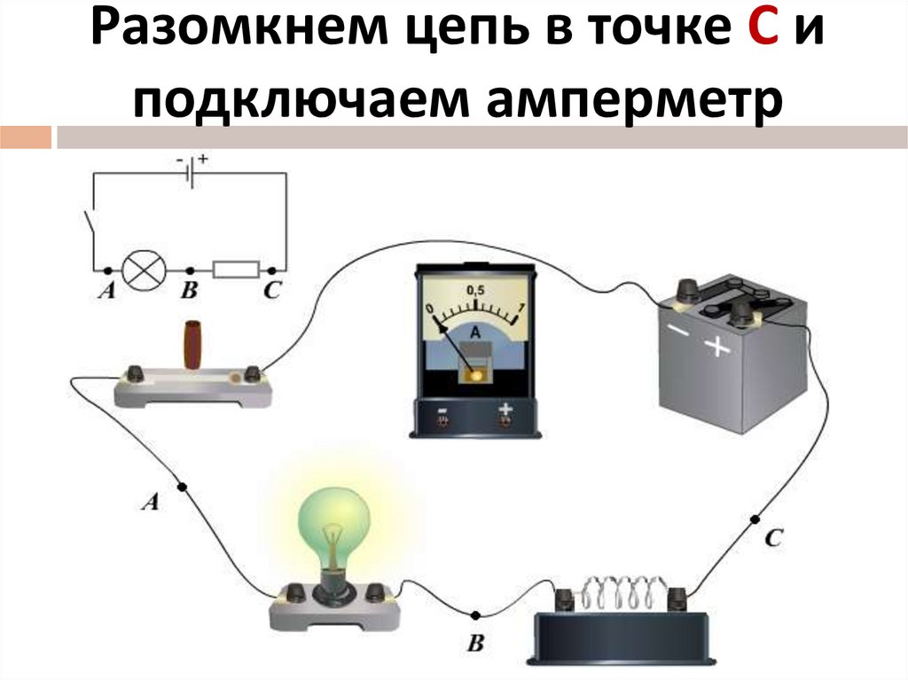 Схема включения амперметра в цепь