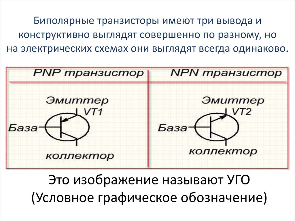 Выводы биполярного транзистора правильно обозначены на рисунке