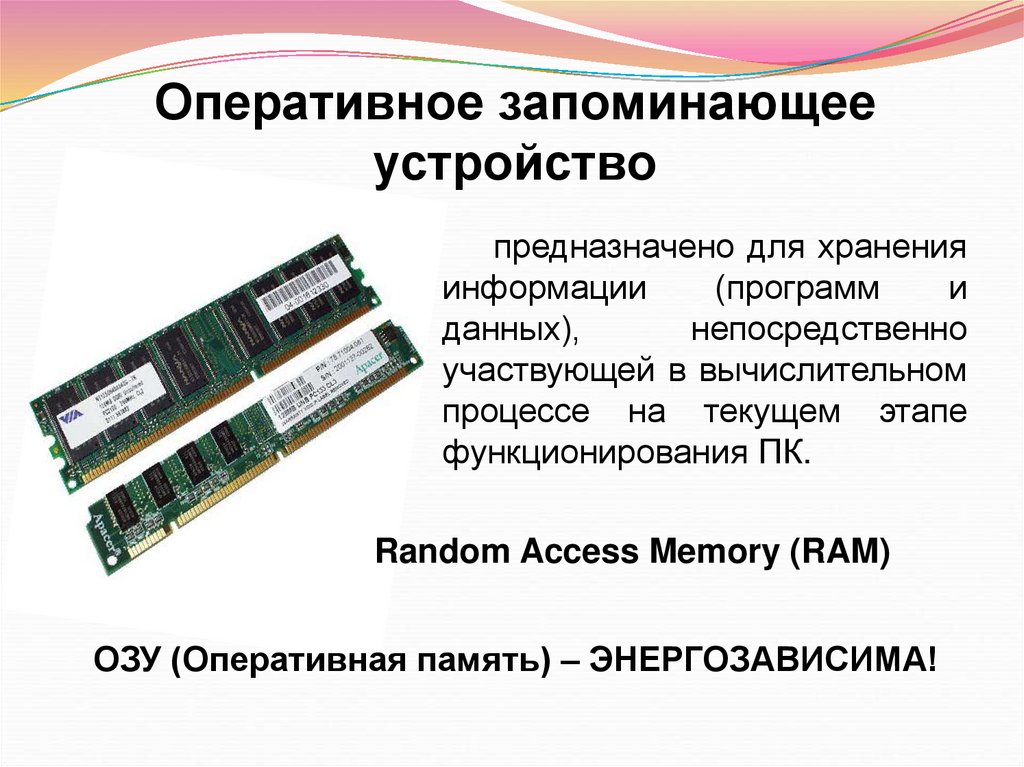 Запоминающие устройства презентация