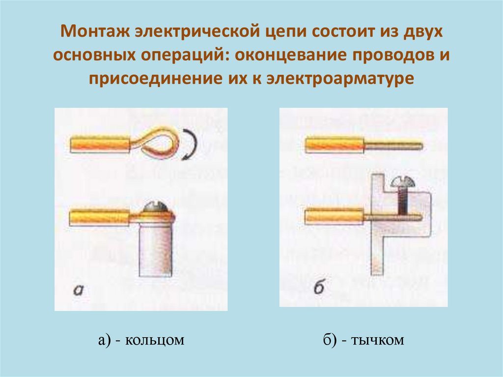 Конспект по технологии монтаж электрических цепей. Монтаж электрической цепи 8 класс технология. Монтаж электрической цепи, оконцевание проводов таблица. Оконцевание тычком проводов 8 класс технология.