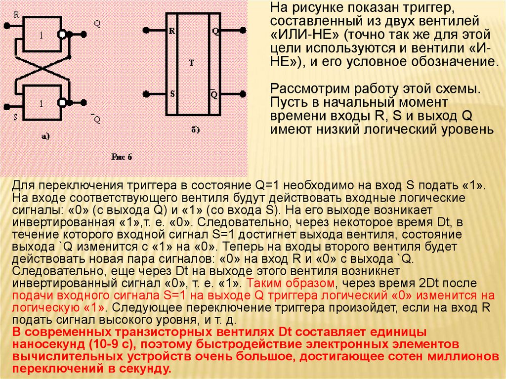 Схемы триггеров на логических элементах