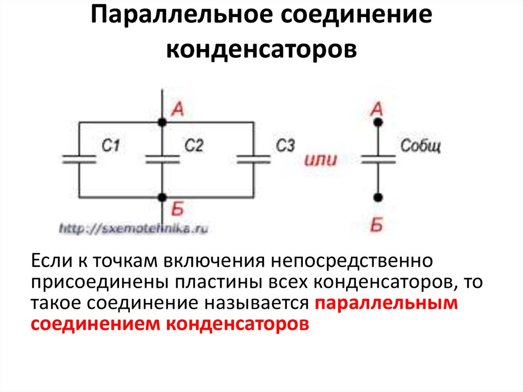 Конденсаторы соединены параллельно