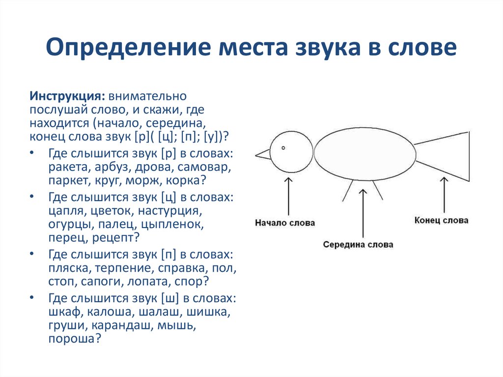 Схема начало середина конец слова