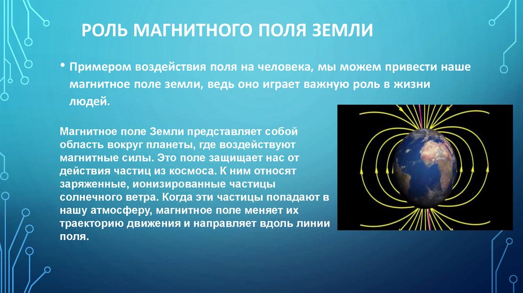 Нарисуйте силовые линии магнитного поля земли и укажите положение магнитных и географических полюсов