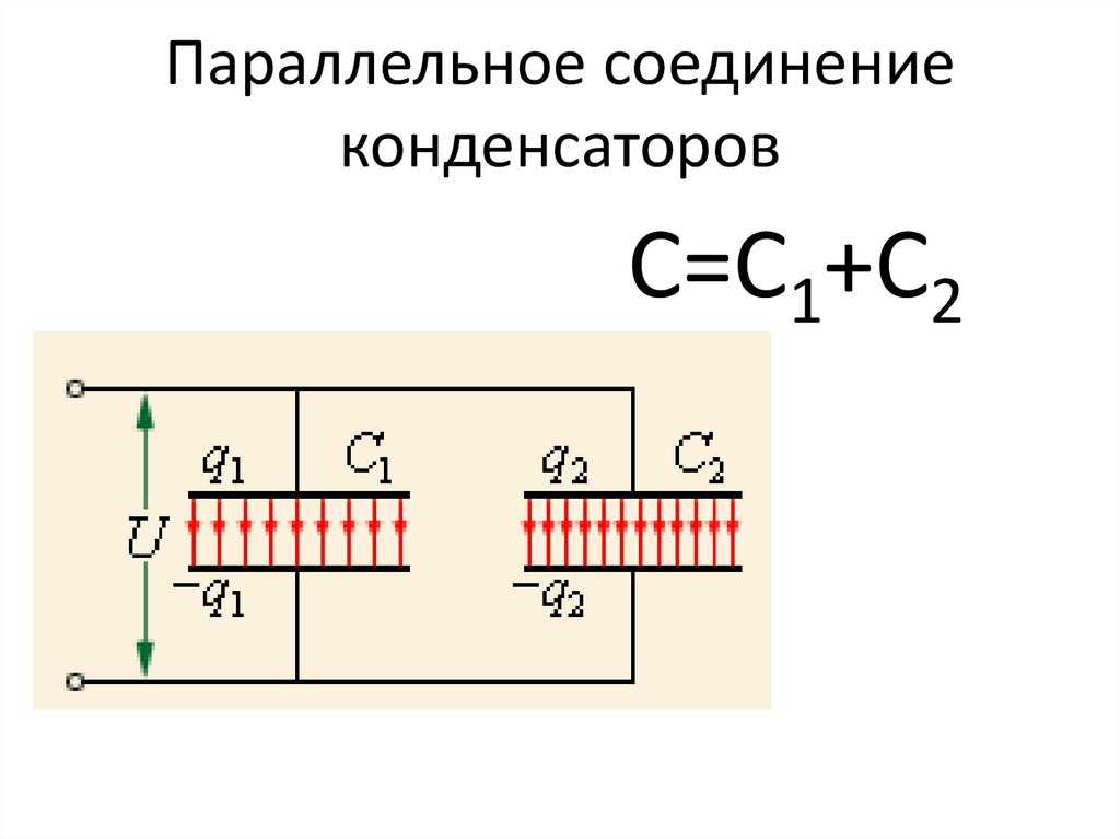 Электрическая схема состоящая из двух последовательно соединенных конденсаторов электроемкостью 1мкф