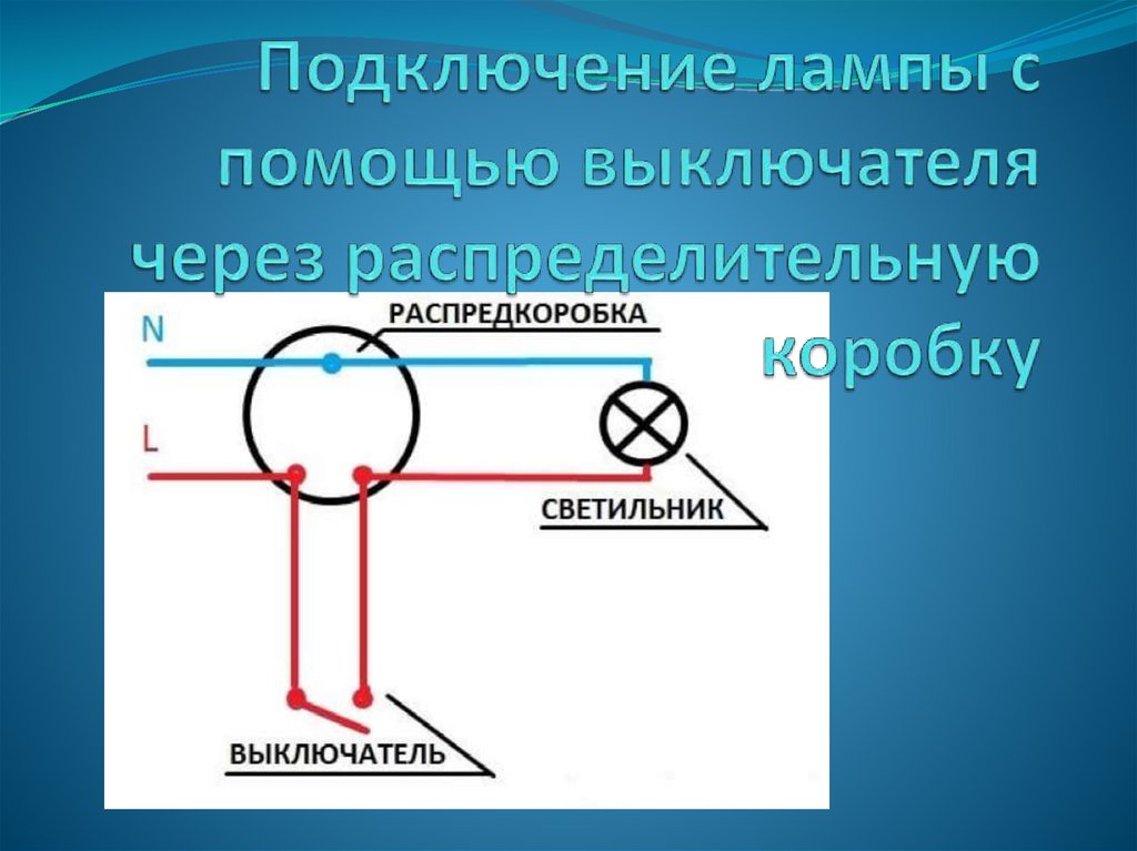 Схема подключения выключателя к лампочке с распределительной