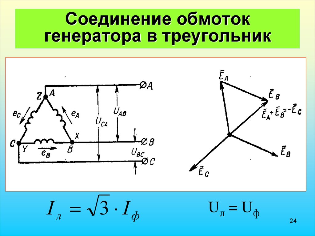 Схема соединения обмоток генератора треугольником