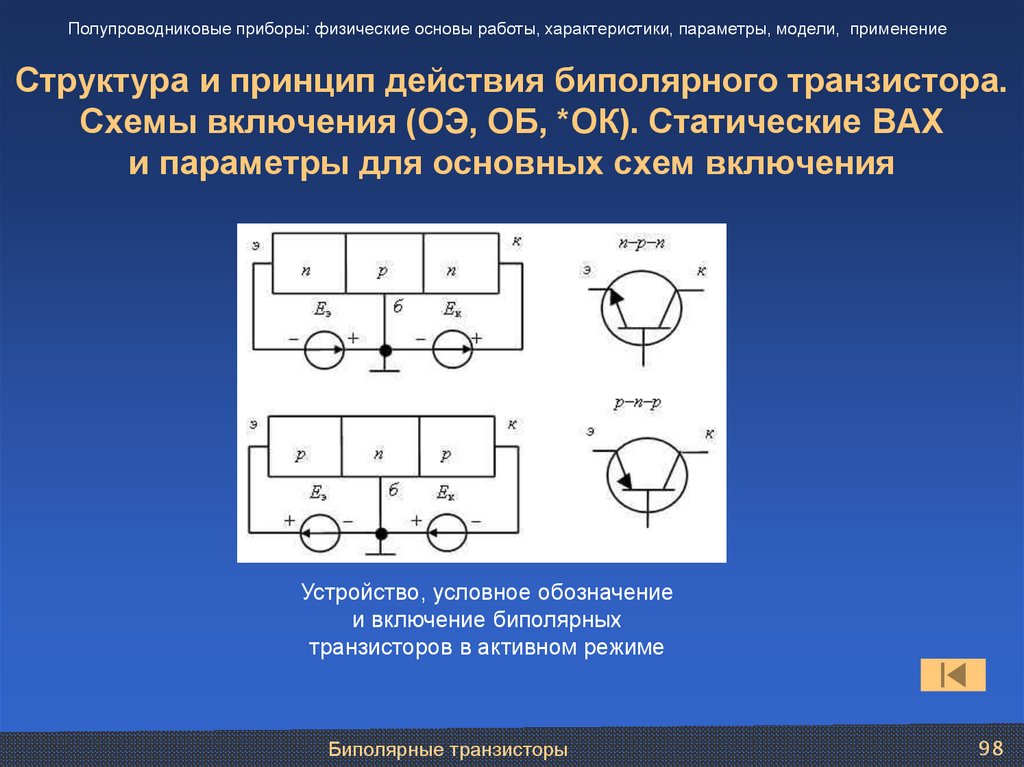 На схеме обозначены действия. Схема включения полупроводникового транзистора. Транзисторы принцип действия схемы включения. Опишите параметры схем включения биполярных транзисторов. Принцип действия полупроводниковых приборов.