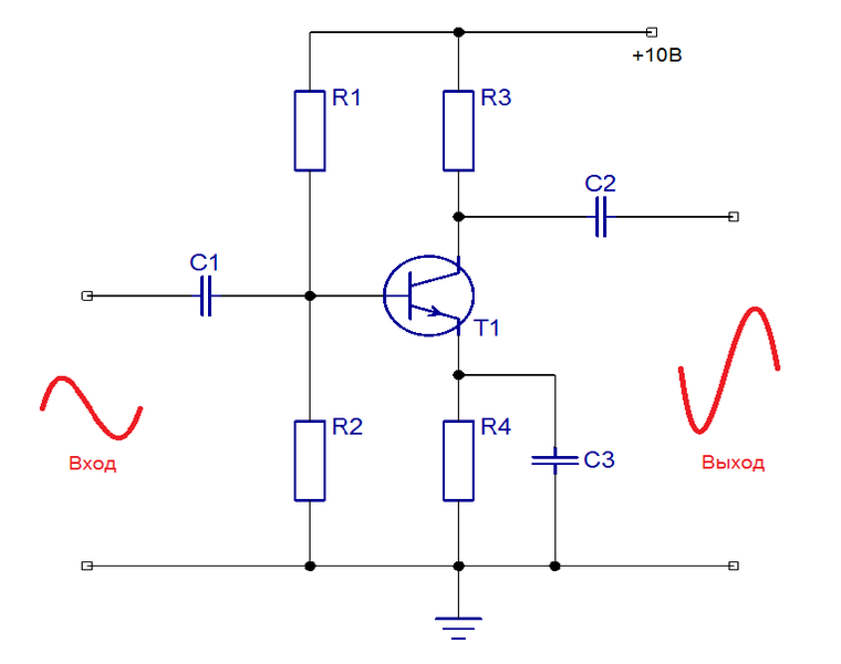 Усилитель с общим эмиттером схема