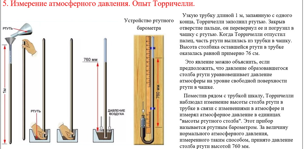 Урок измерение атмосферного давления