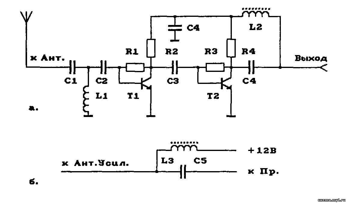 Схемы антенных усилителей тв сигнала