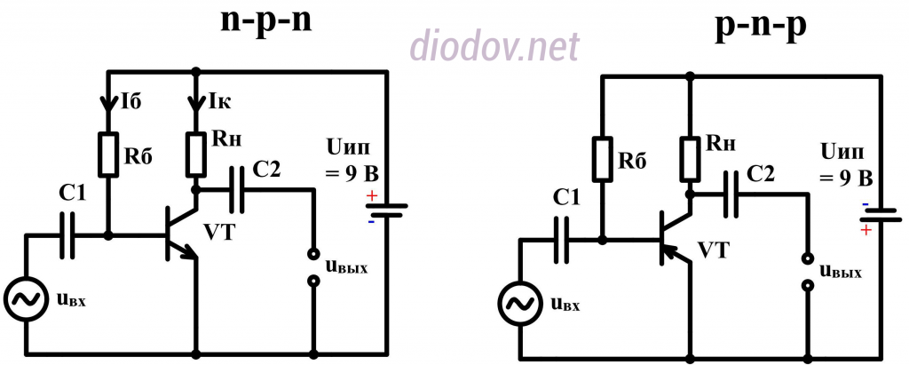 Схема простейшего усилителя на 1 транзисторе