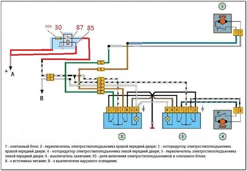 Схема электростеклоподъемников газон некст