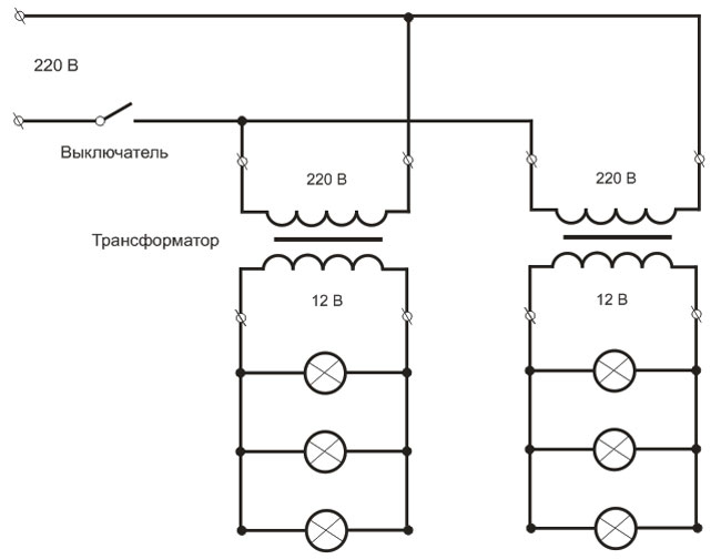 Схема подключения трансформатора на 12 вольт