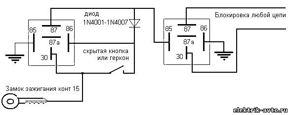 Схема реле с самоподхватом