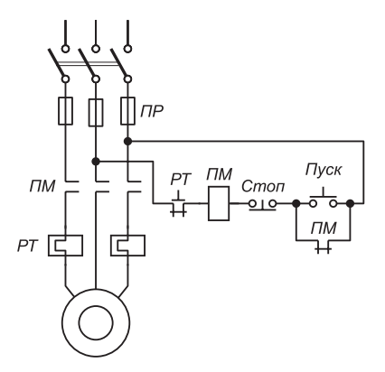Схема пуск электродвигателя прямой пуск