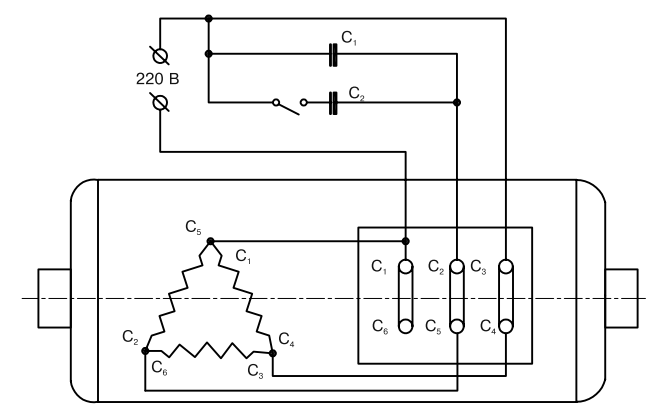 Схема подключения конденсатора к электродвигателю 220в насоса