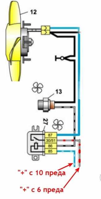 Схема включения вентилятора на ваз 2106
