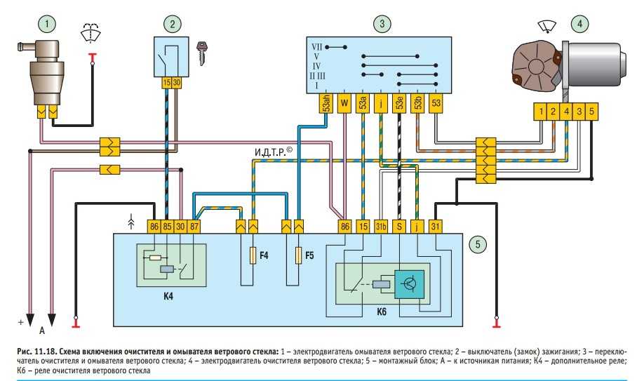 Схема включения дворников ваз 2114