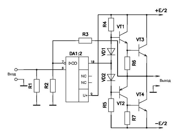 К544уд2а схема включения с однополярным питанием