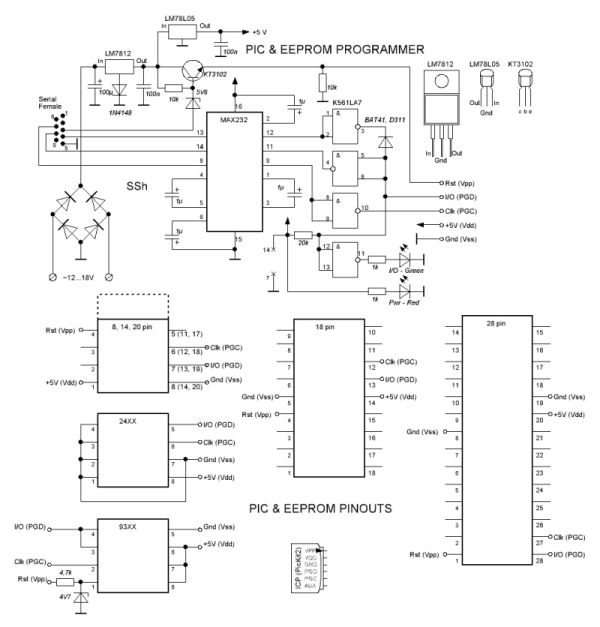 Схема программатора для pic контроллеров через usb