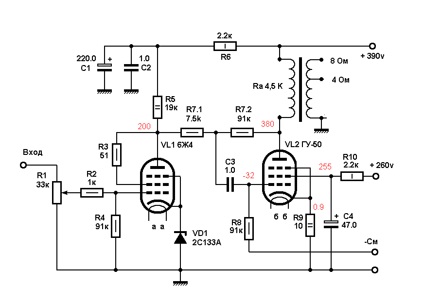 Ламповый усилитель на гу 50 своими руками схема