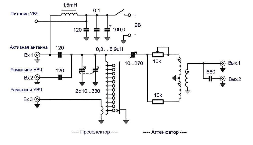Аттенюатор для трансивера схема