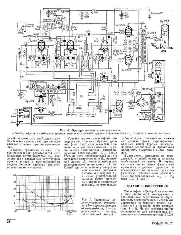 Днипро магнитофон ламповый схема
