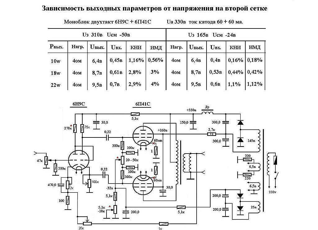 6п45с усилитель схема