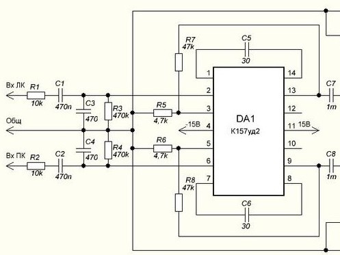 К157уд2 схема предварительный усилитель