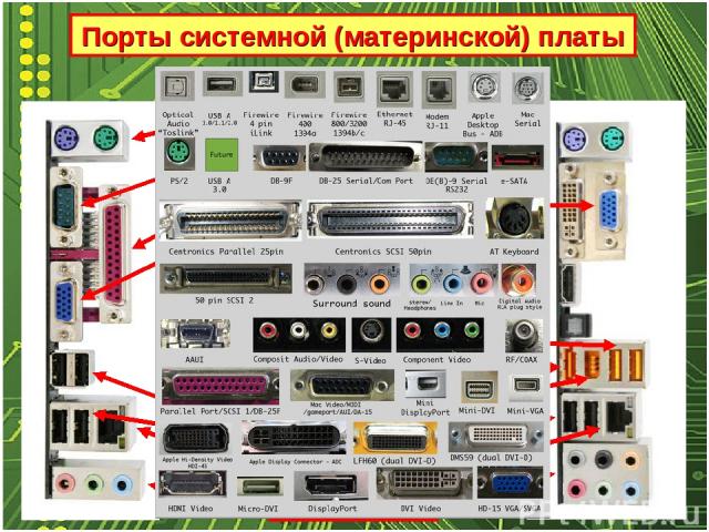 Виды компьютерных разъемов название фото