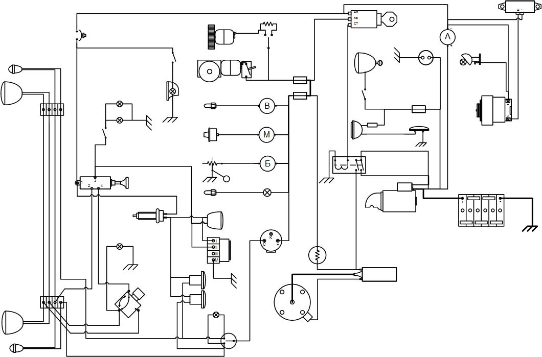 Принципиальная схема электрооборудования автомобиля