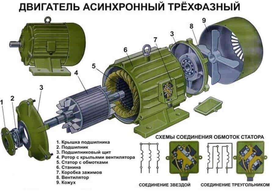 Схема устройства электродвигателя