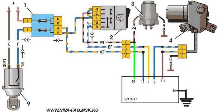 Схема очистителя ветрового стекла ваз 2107