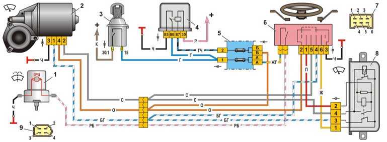 Схема проводки подрулевого переключателя ваз 2107