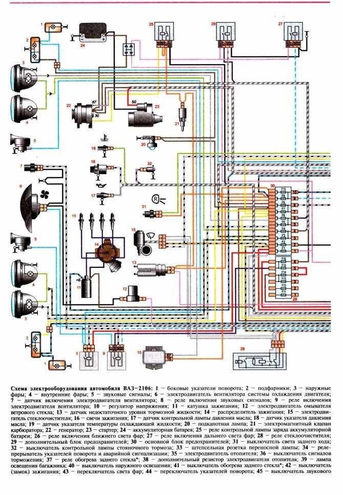Схема проводки ваз 2106