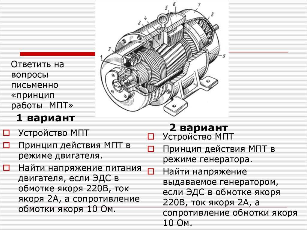 На рисунке дан двигатель постоянного тока назовите основные части