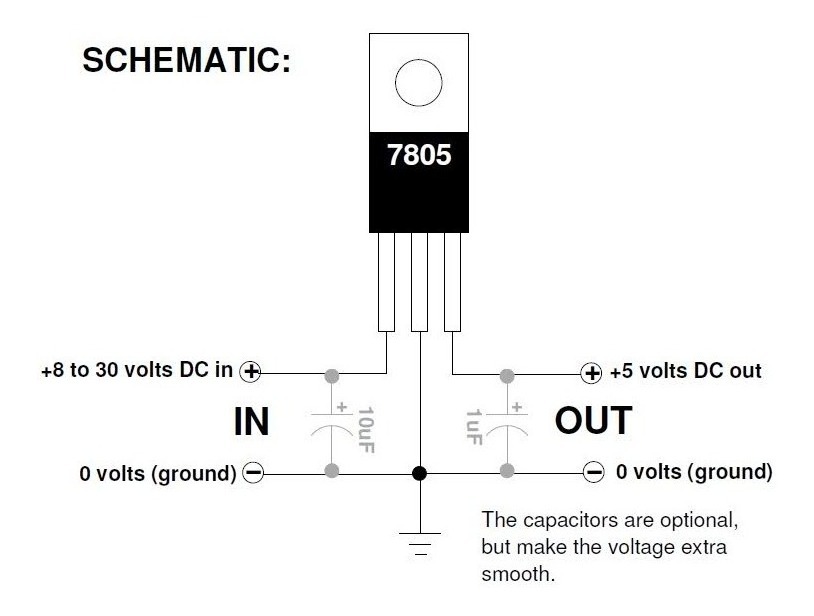 L7805cv цоколевка схема включения