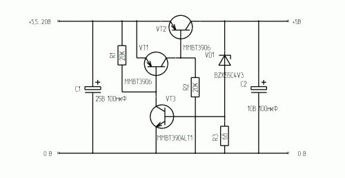 Схема стабилизатора напряжения на 12 вольт на транзисторах
