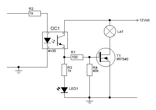 4 12 35. Схема твердотельного реле на полевом транзисторе. Irf540 схема включения. Мосфет транзистор схема включения. Мосфет оптопара схема включения.