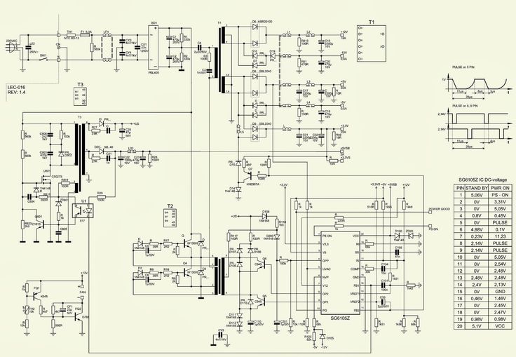 Схема электрическая принципиальная блока питания компьютера