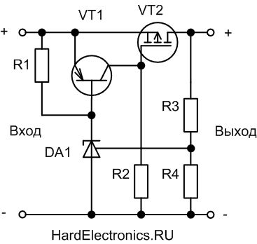 Схема стабилизатора на полевом транзисторе