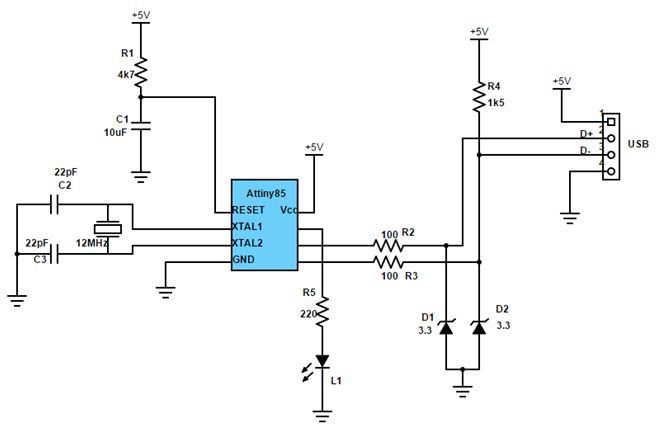 Digispark attiny85 схема