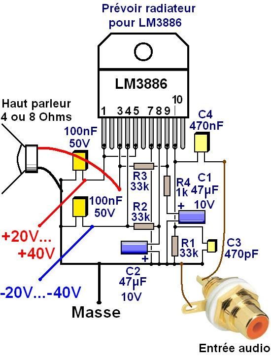 Lm3886 схема усилителя