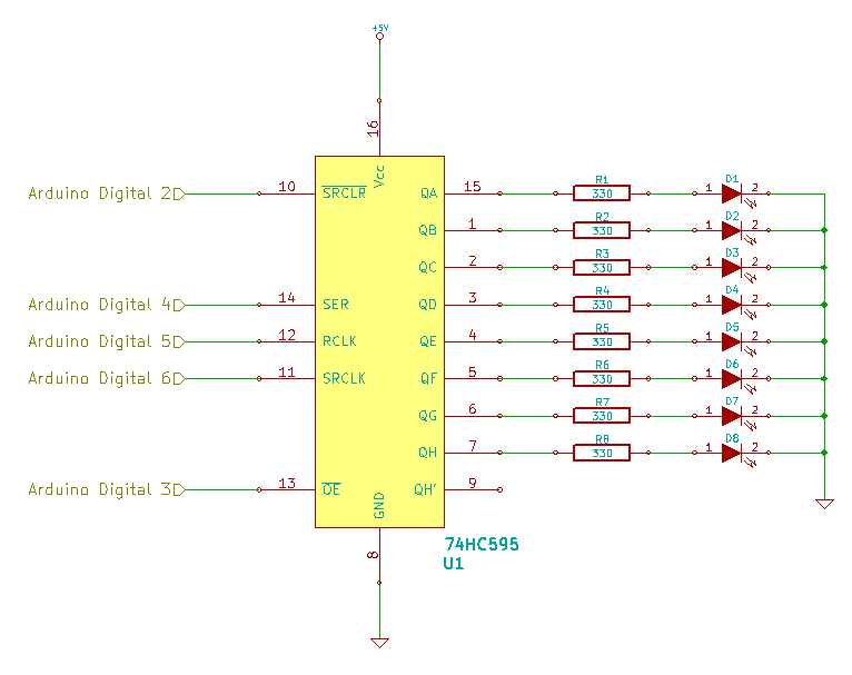 74hc595n схема включения