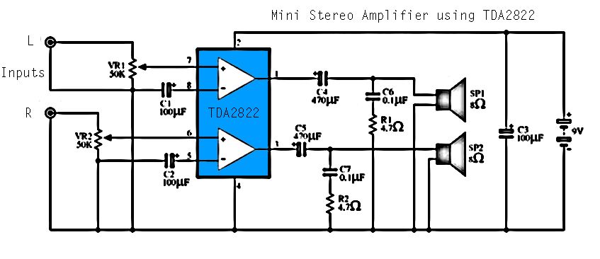 Тда2822м схема усилителя простой