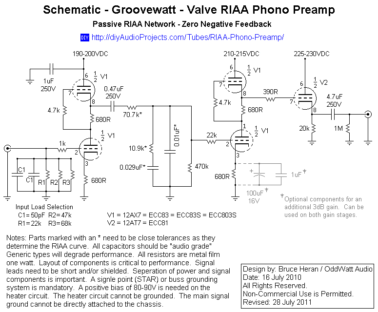 Фонокорректор riaa схема