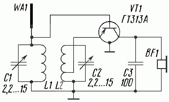 Схема простого детекторного радиоприемника