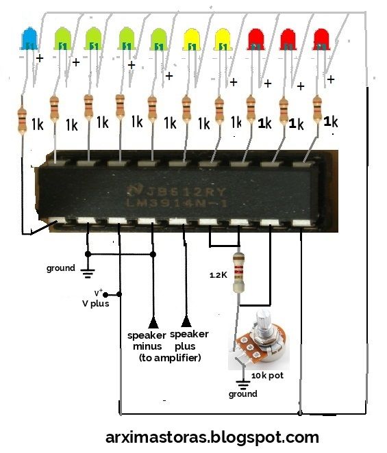 Lm3914n 1 индикатор уровня сигнала схема